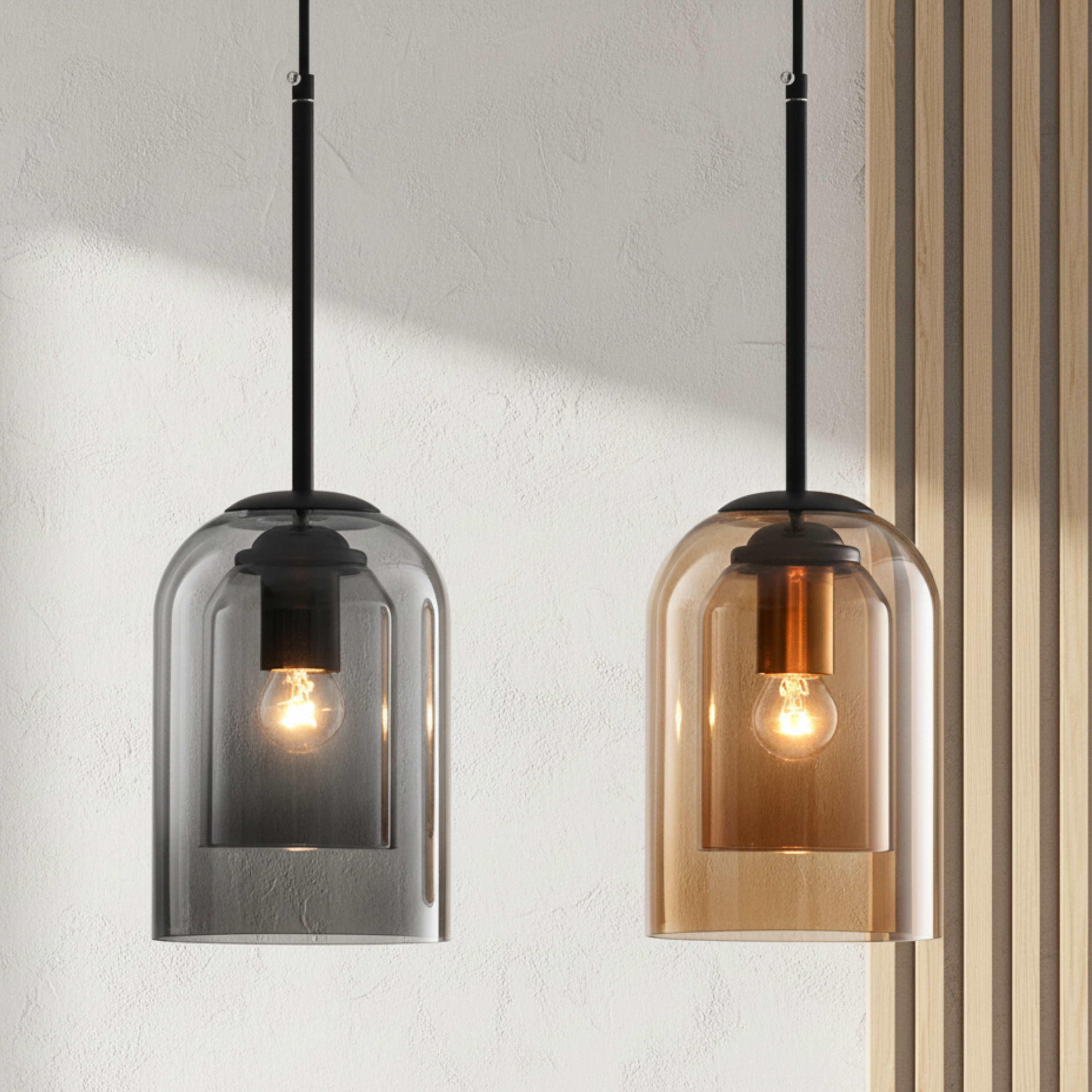 Becherförmige Doppelglas Pendelleuchte