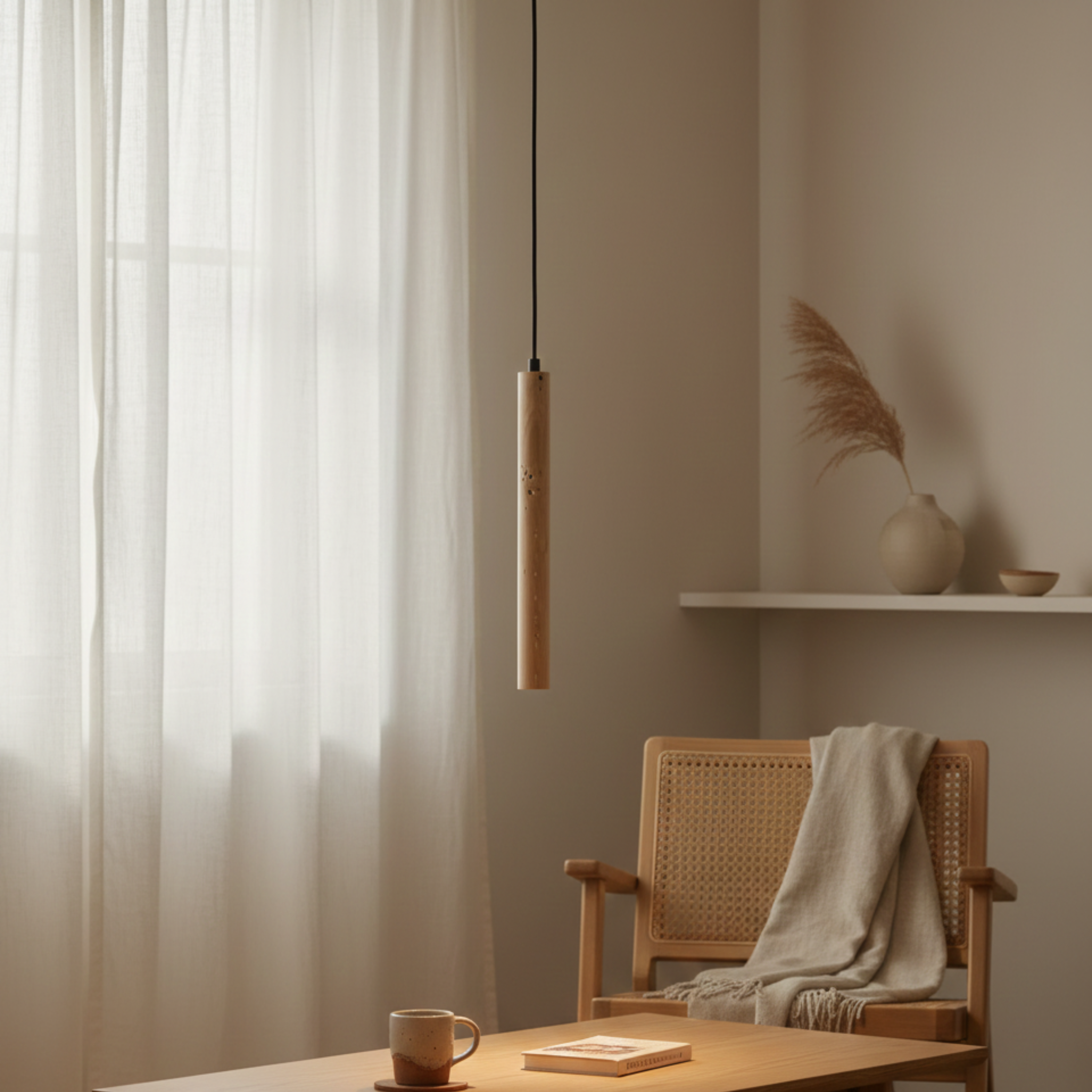 Schlanke LED Stein Pendelleuchte