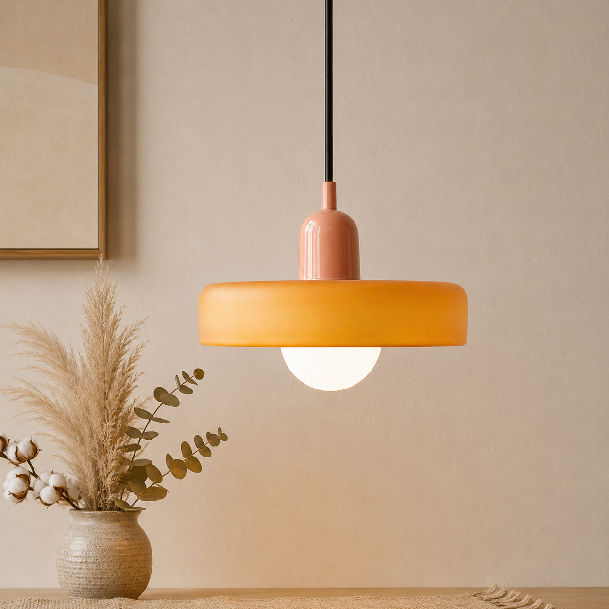 Bauhaus Farbglas Pendelleuchte