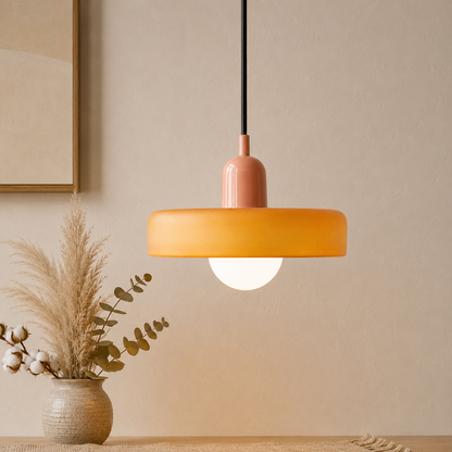 Bauhaus Farbglas Pendelleuchte