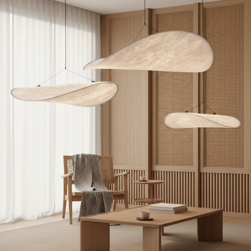 Japandi Seiden LED Pendelleuchte