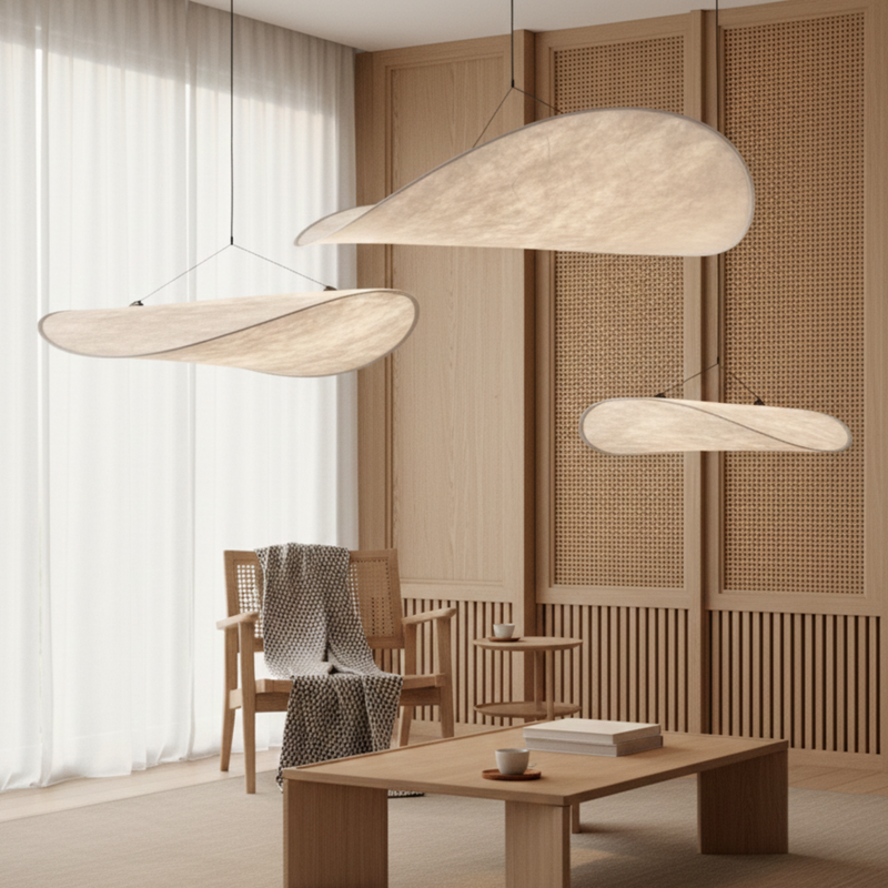 Japandi Seiden LED Pendelleuchte