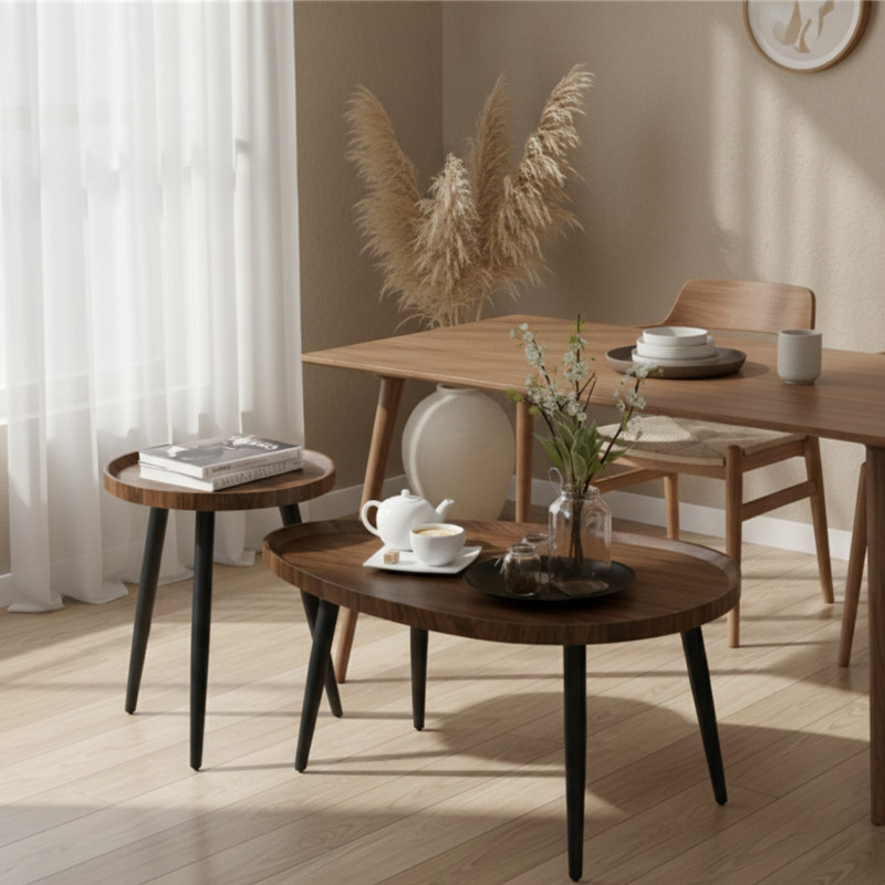Unregelmäßiger Holz Beistelltisch