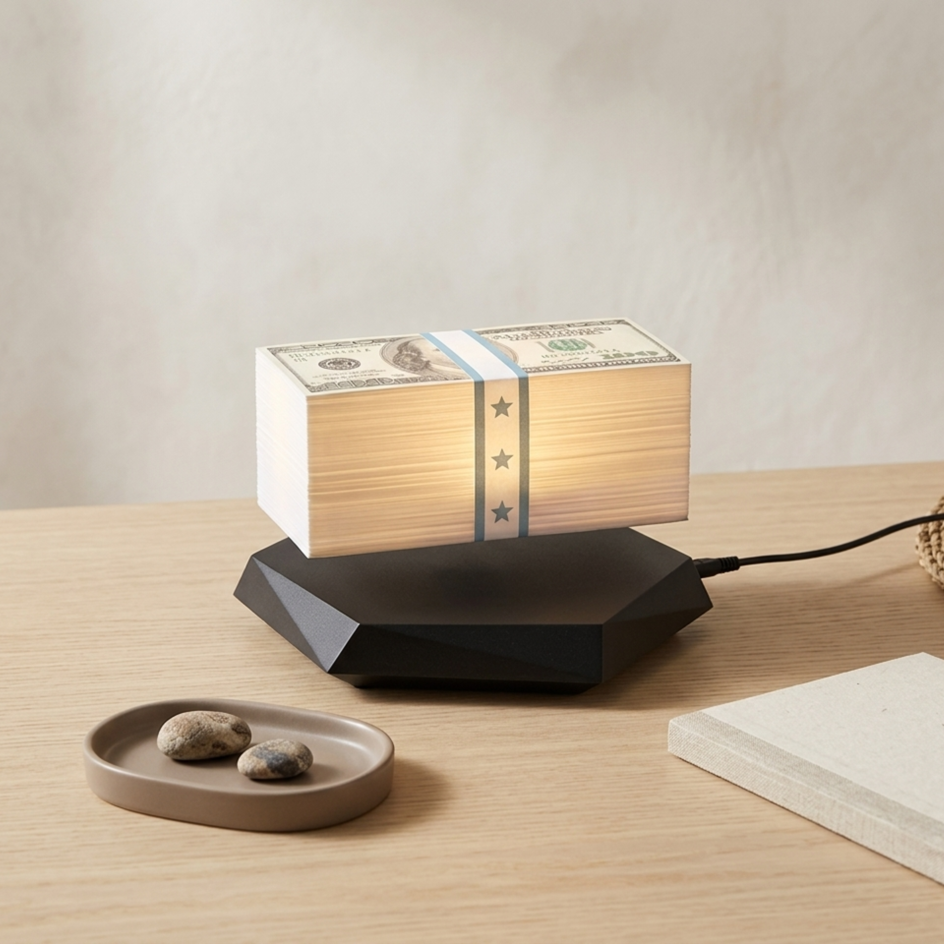 Schwebende Geld Tischlampe