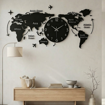 3D Weltkarte Lautlose Wanduhr
