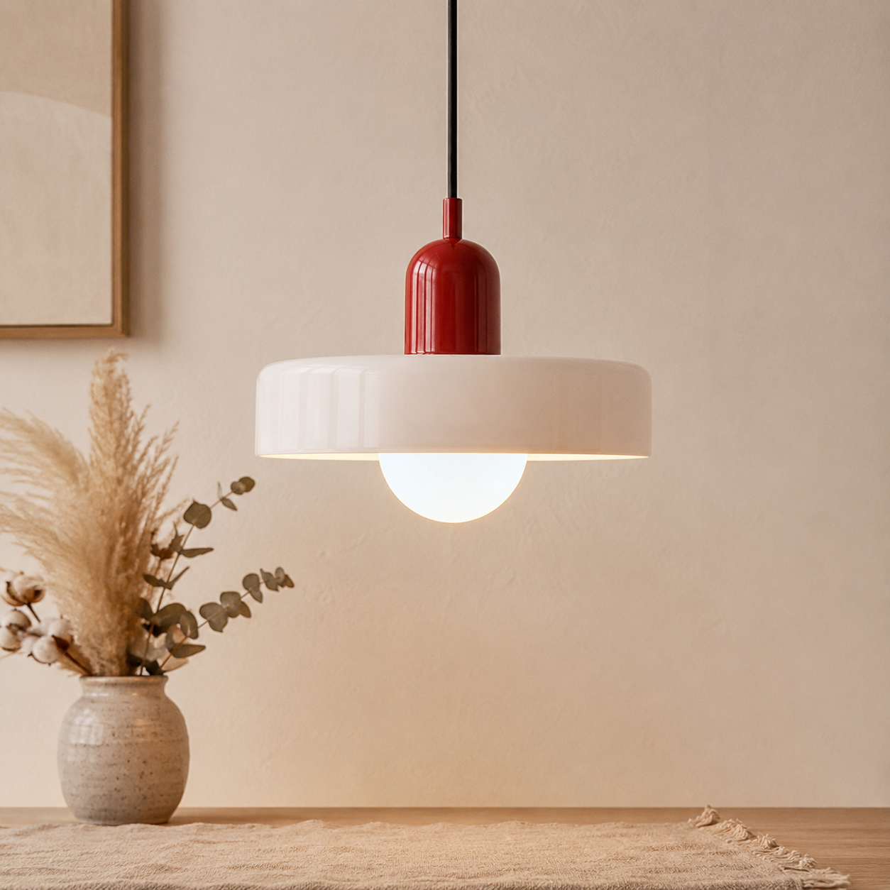 Bauhaus Farbglas Pendelleuchte
