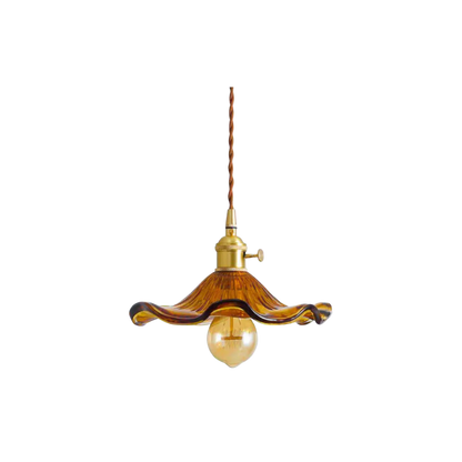 Vintage Glas & Kupfer Hängeleuchte