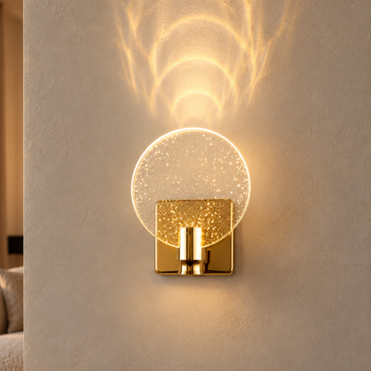 Goldene Kristall Glas Edelstahl LED Wandleuchte