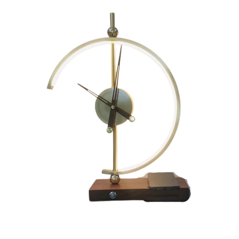 Tischlampe mit Uhr und Kabelloser Ladestation