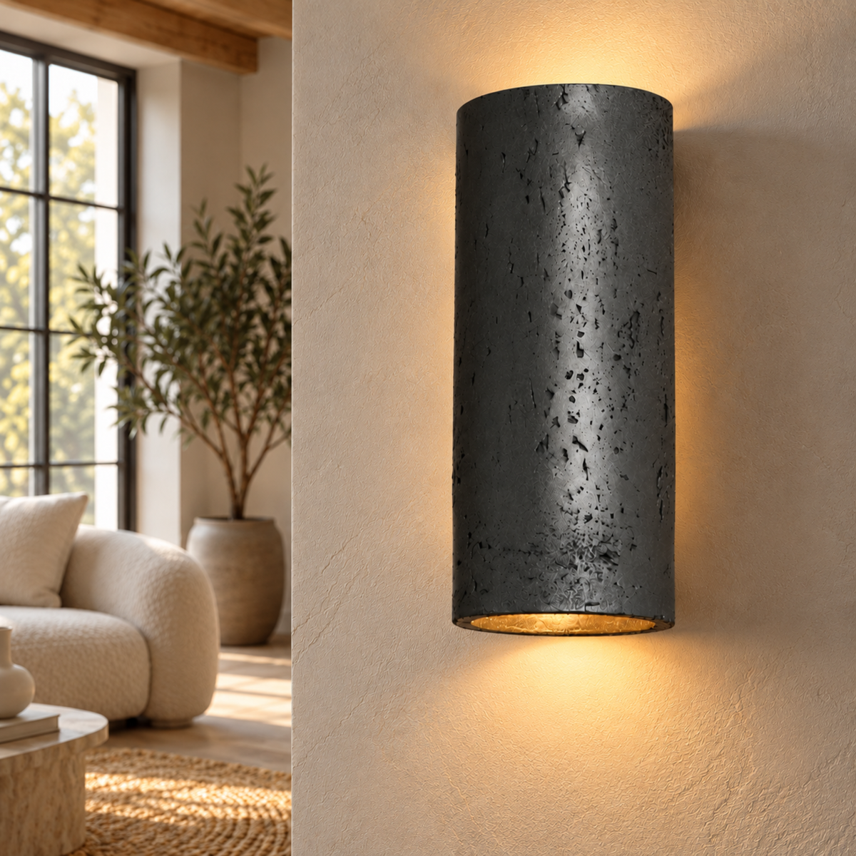 Rustikale LED-Wandleuchte in Steinoptik