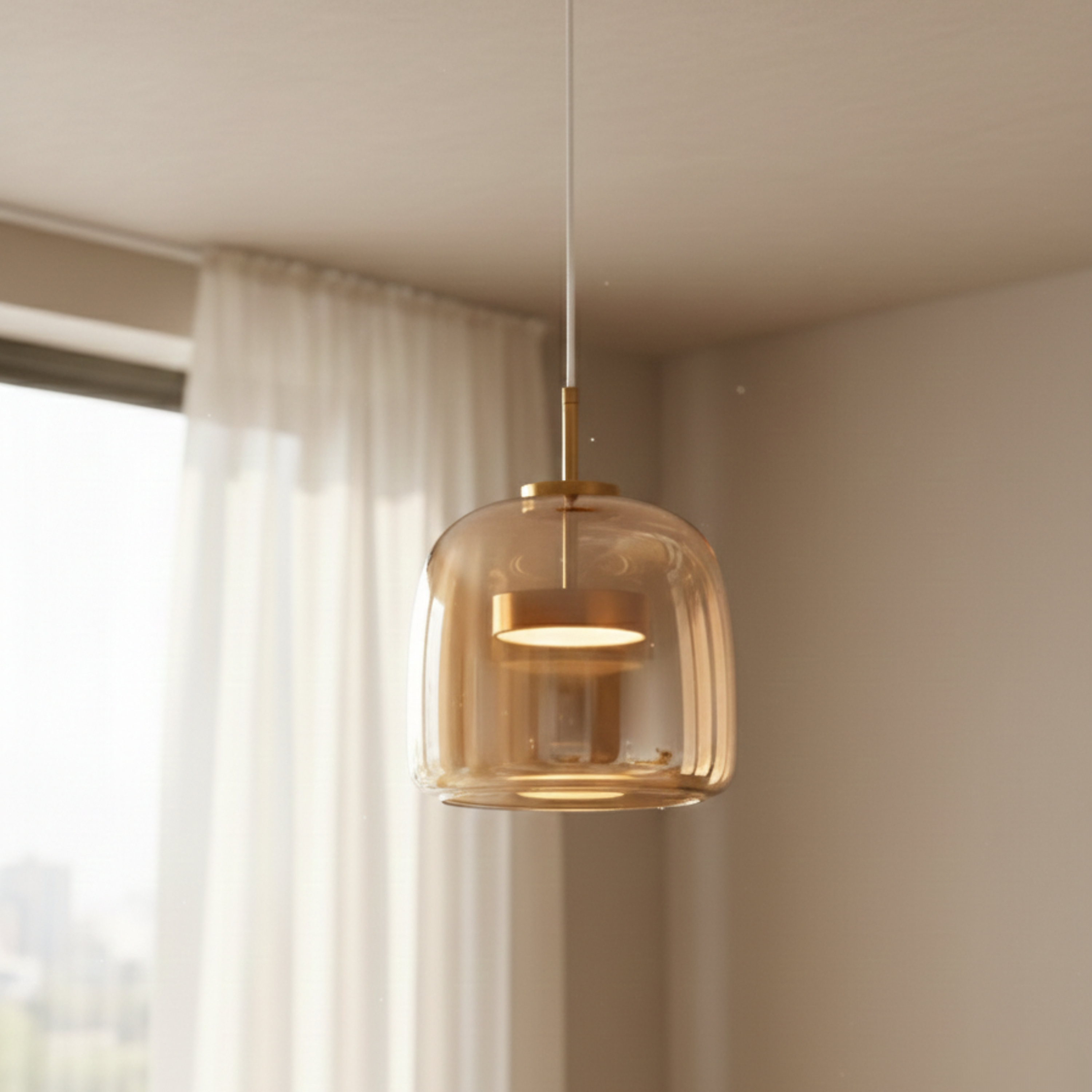 Natürliche Gerippte LED Stein Pendelleuchte