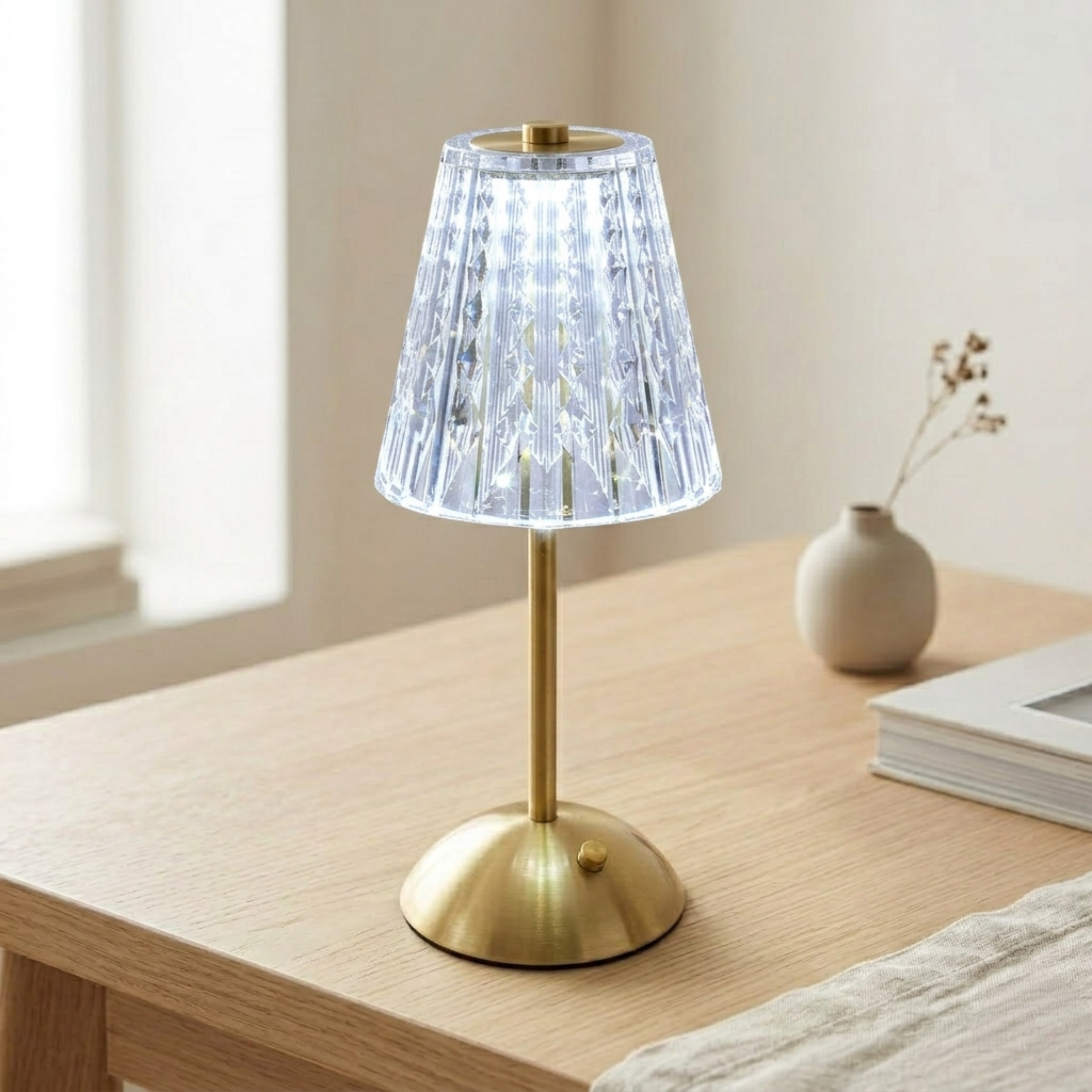 Goldene LED Kristall Tischlampe