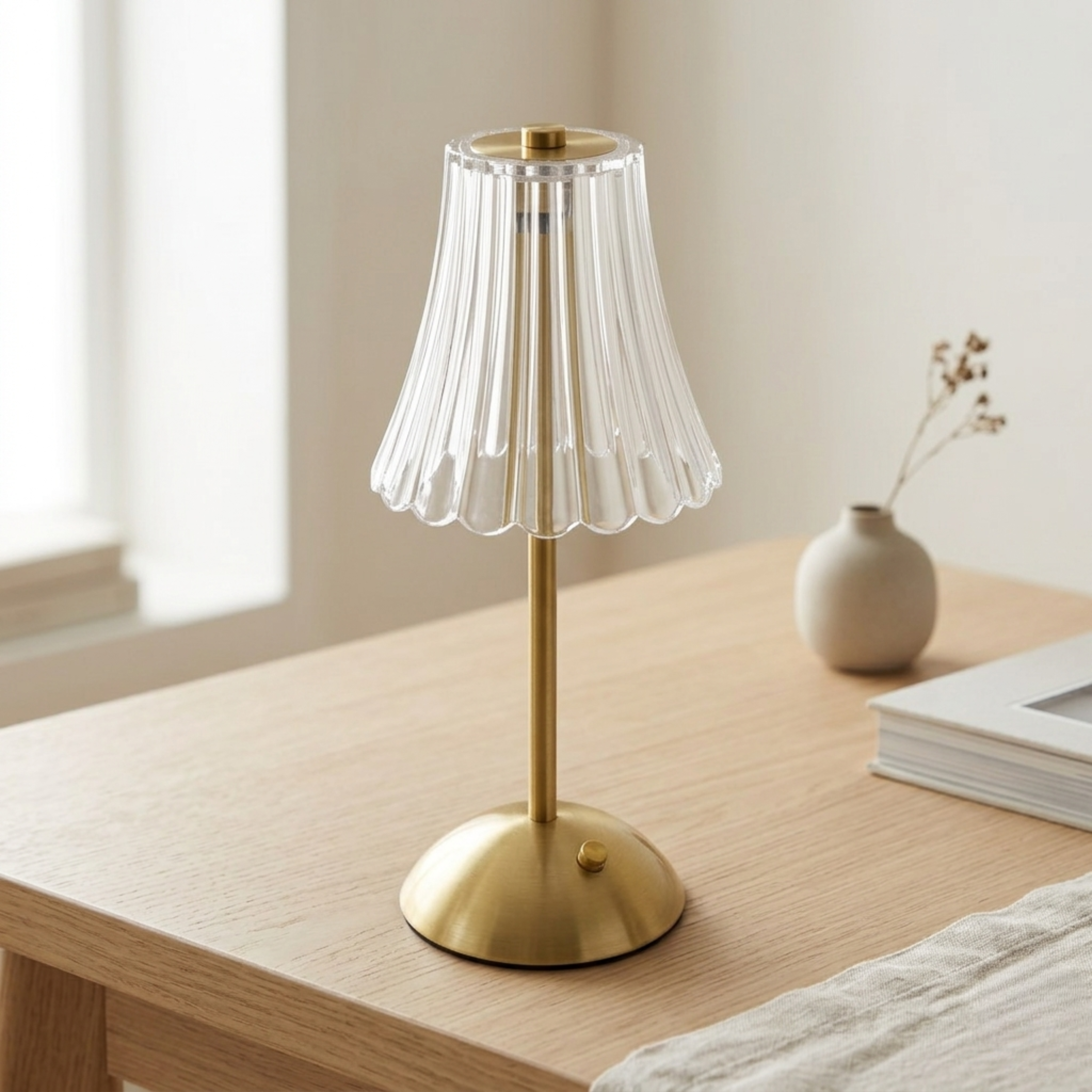 Goldene LED Kristall Tischlampe