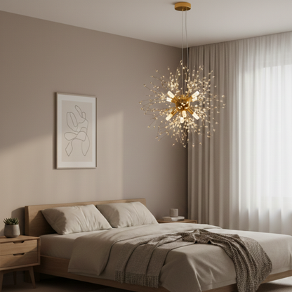 Moderne Goldene Kristall Deckenleuchte