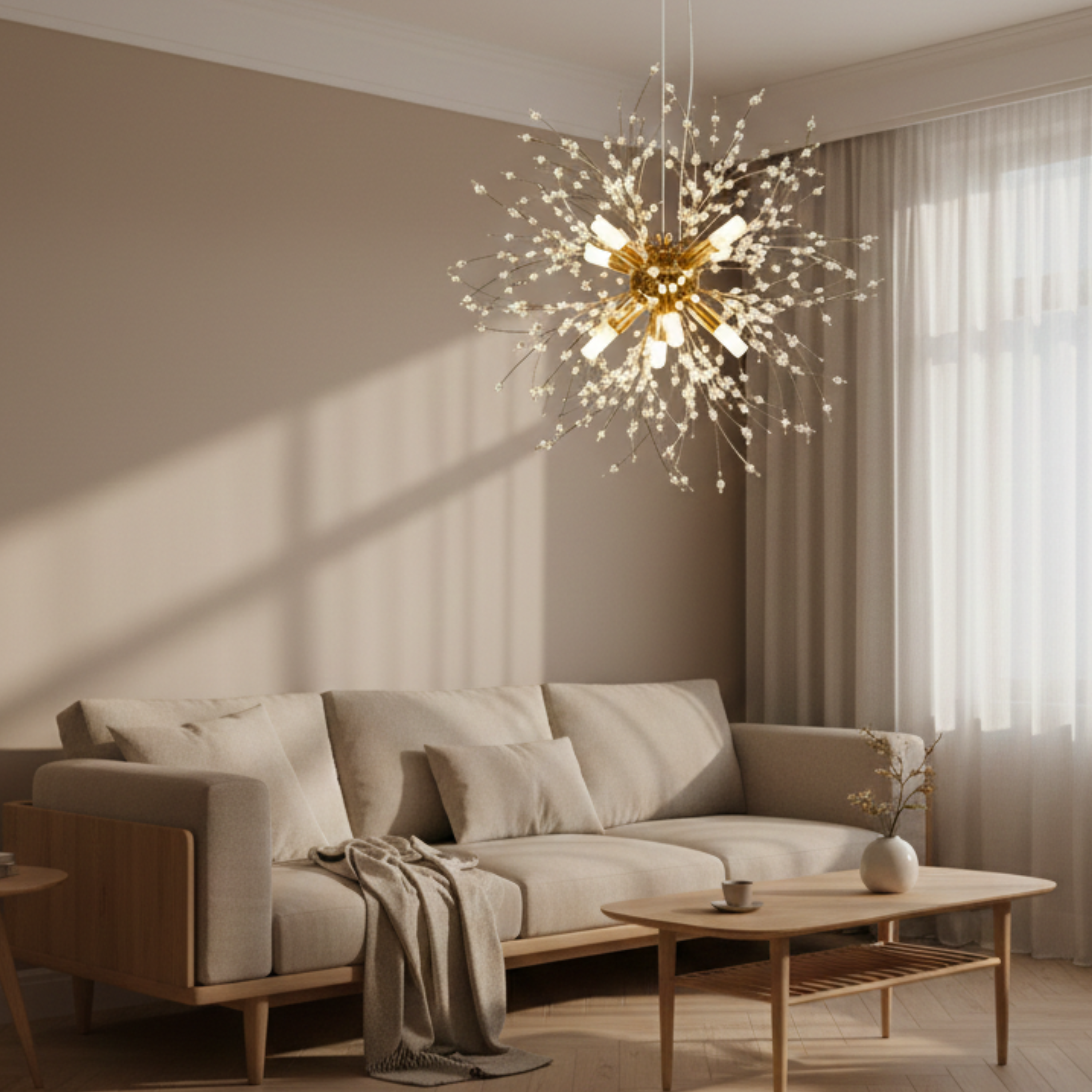 Moderne Goldene Kristall Deckenleuchte