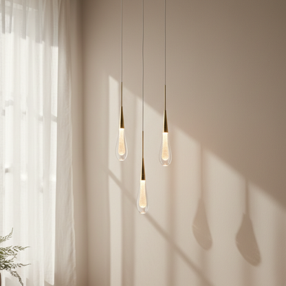 Moderne Aluminium Glas LED Innen Pendelleuchte