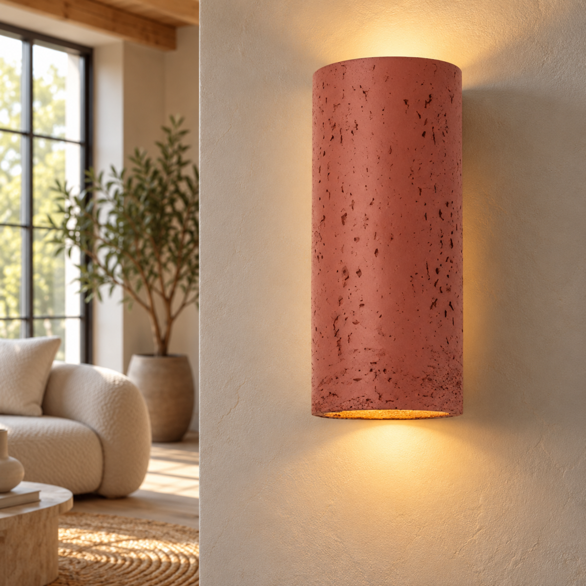 Rustikale LED-Wandleuchte in Steinoptik
