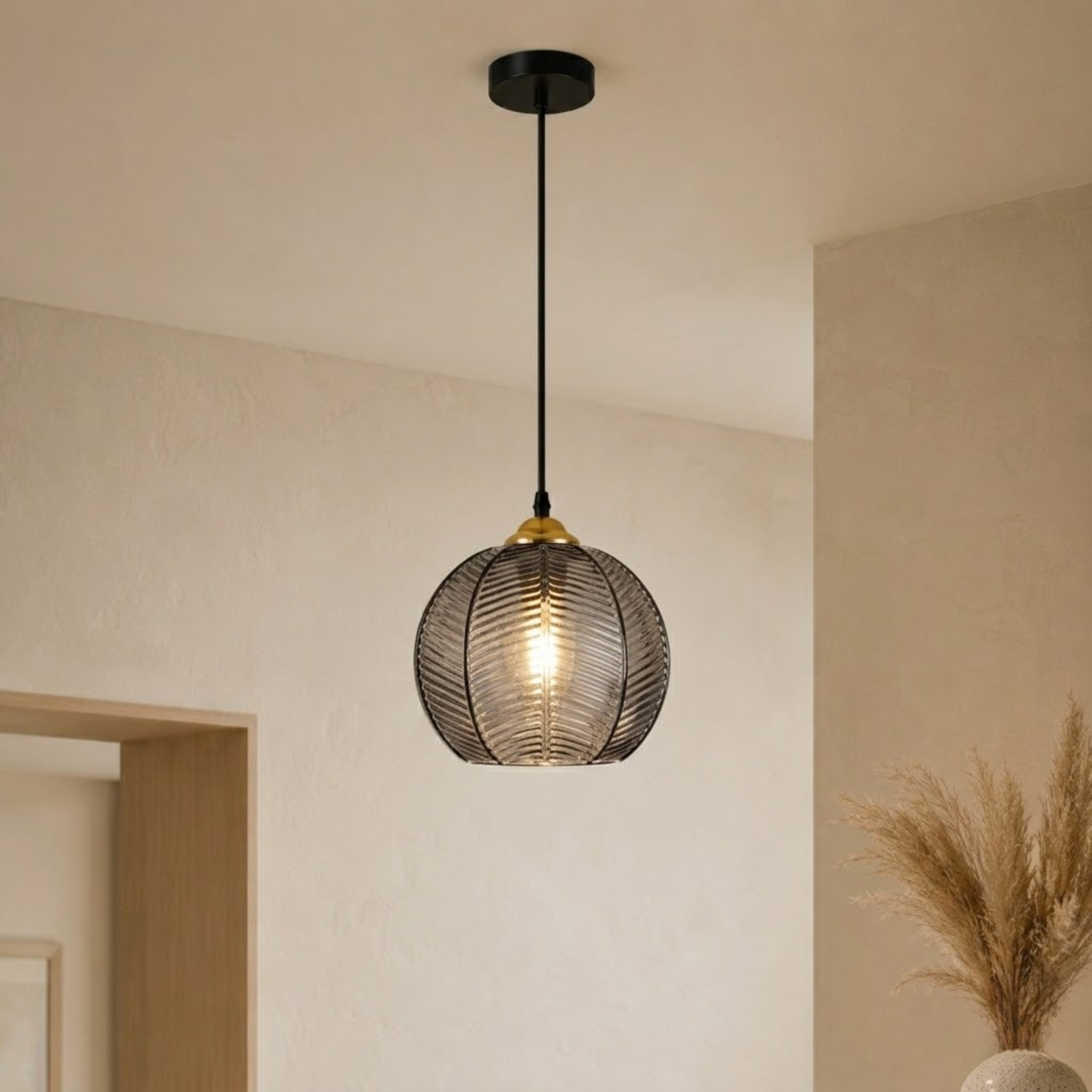 Moderne Gestreifte Glas Hängelampe