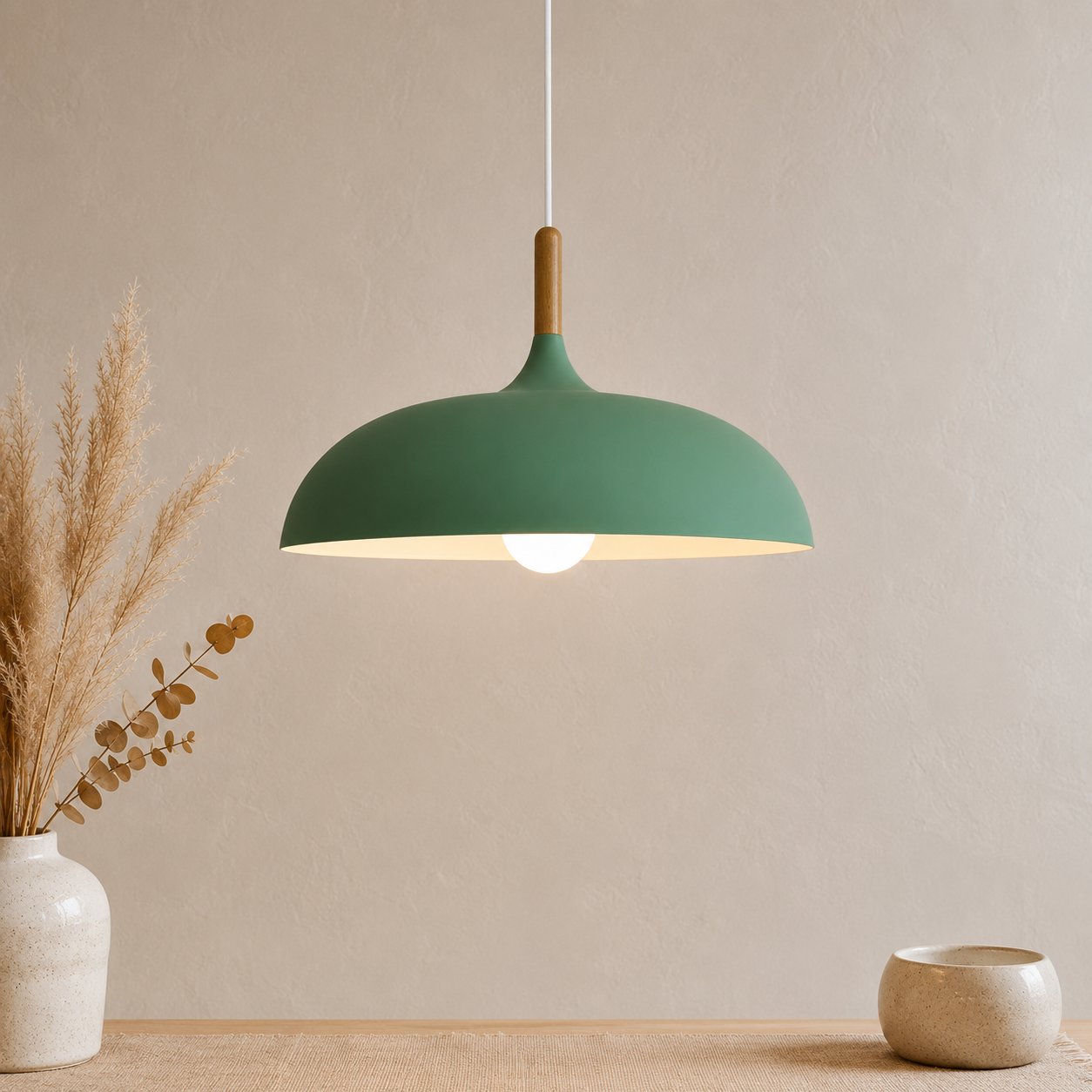 Minimalistische Holz Aluminium Pendelleuchte