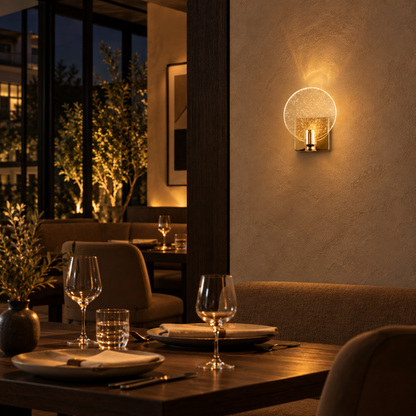 Goldene Kristall Glas Edelstahl LED Wandleuchte