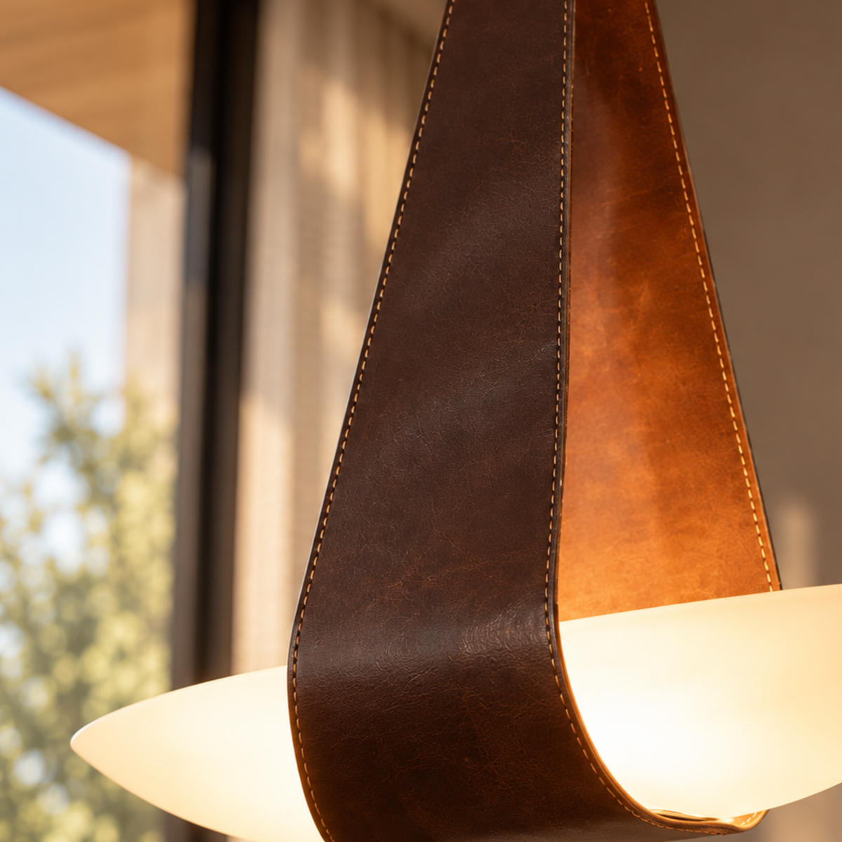 Moderne Elegante Pendelleuchte in Lederoptik