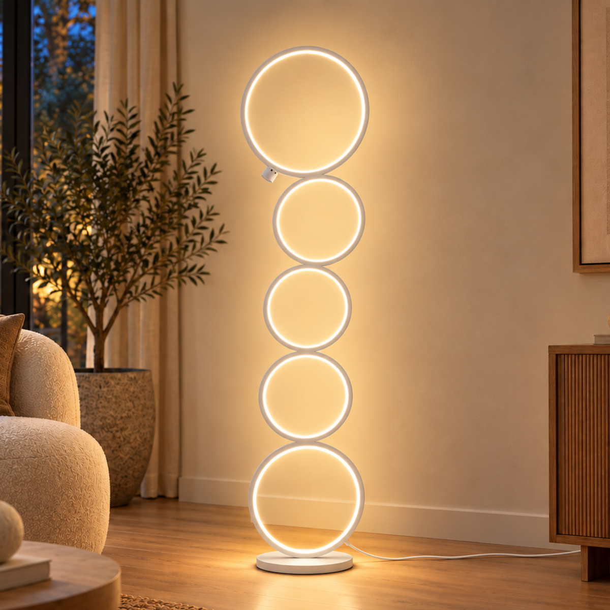 Moder­ne Mehrfachring Stehlampe