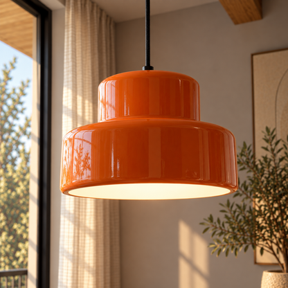 Nordische Vintage Orange Eisen Pendelleuchte
