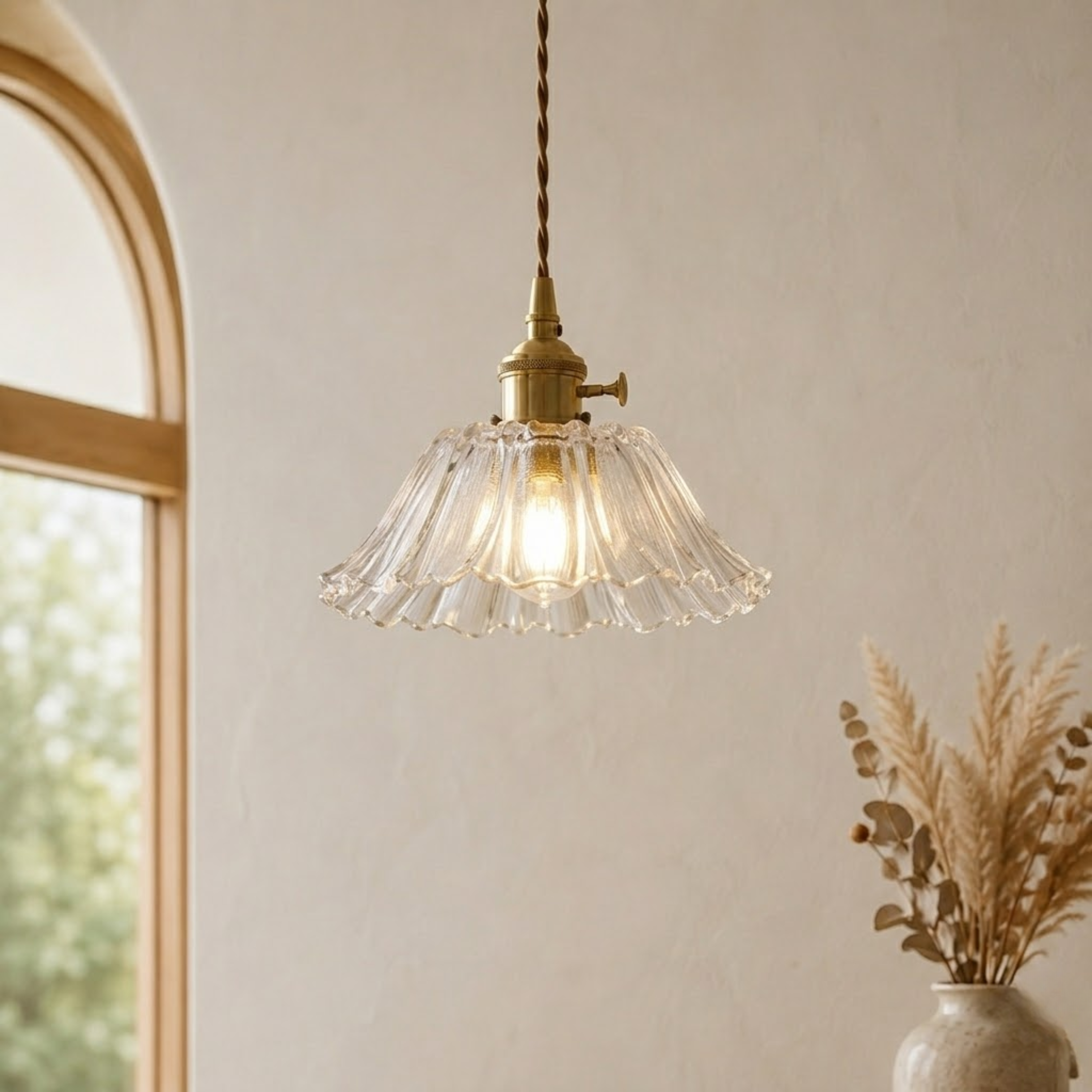 Moderne Glas Blumen LED Pendelleuchte