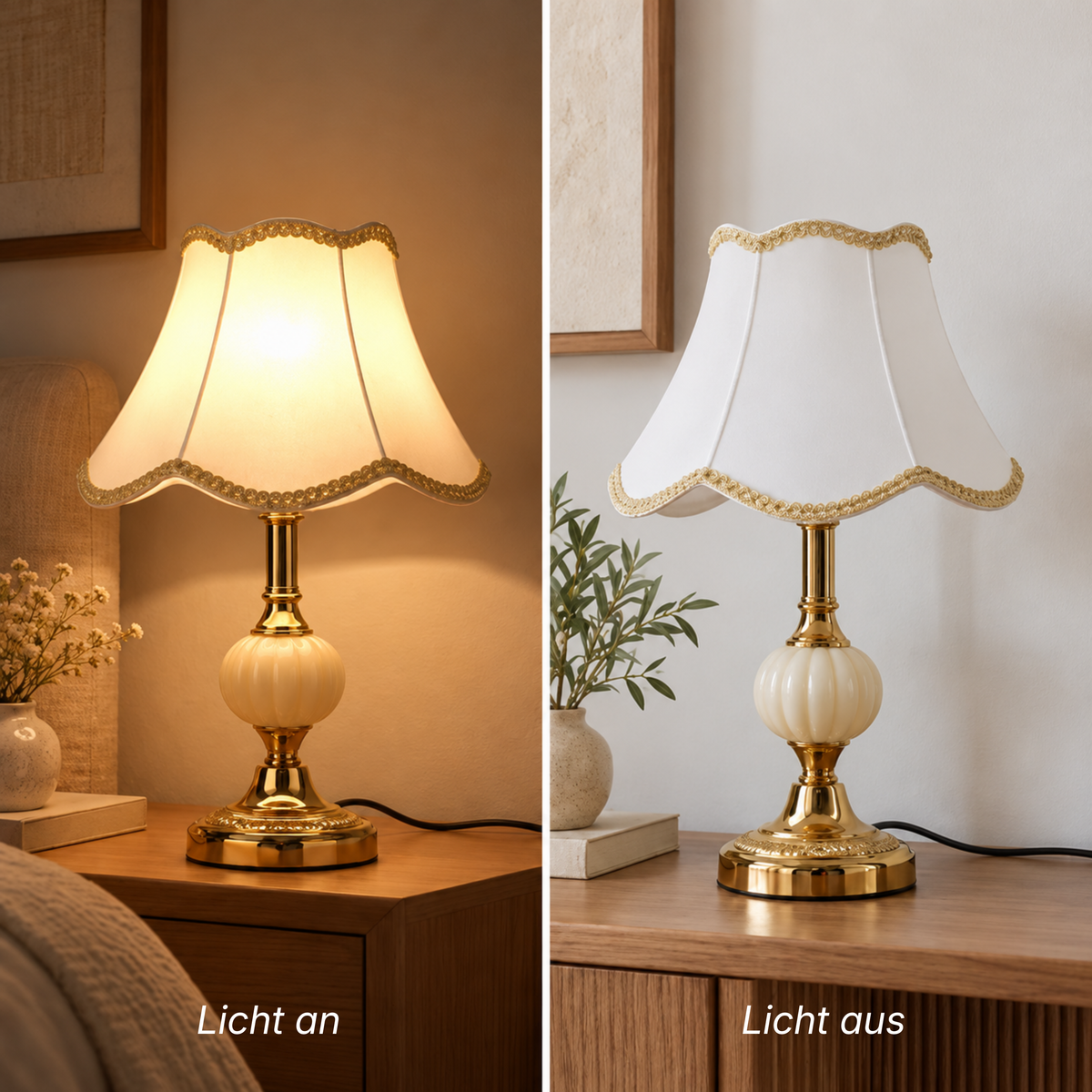 Skandinavische Vintage Tischlampe mit Stoffschirm