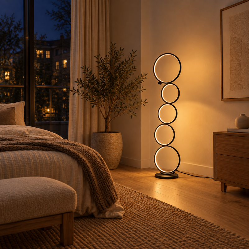 Moder­ne Mehrfachring Stehlampe