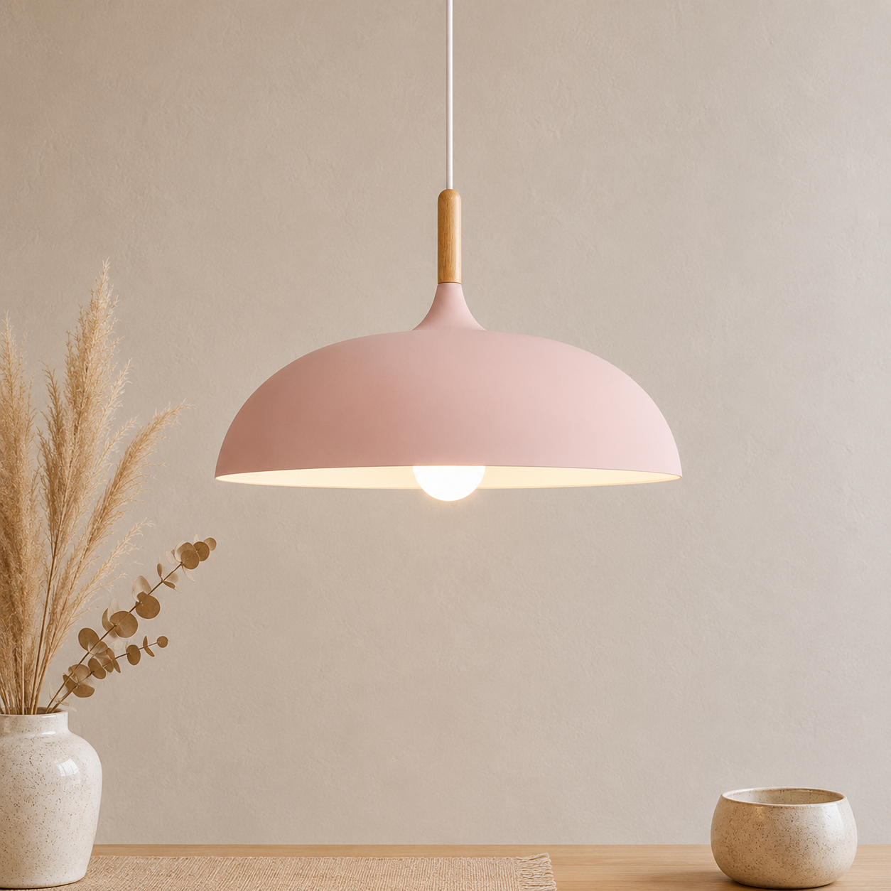 Minimalistische Holz Aluminium Pendelleuchte