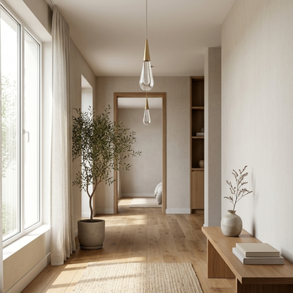 Moderne Aluminium Glas LED Innen Pendelleuchte