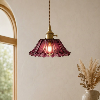 Moderne Glas Blumen LED Pendelleuchte