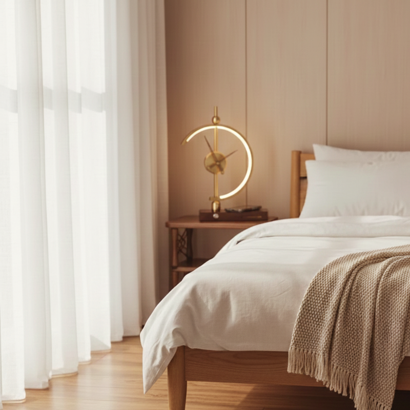 Moderne Tischlampe im Uhrendesign
