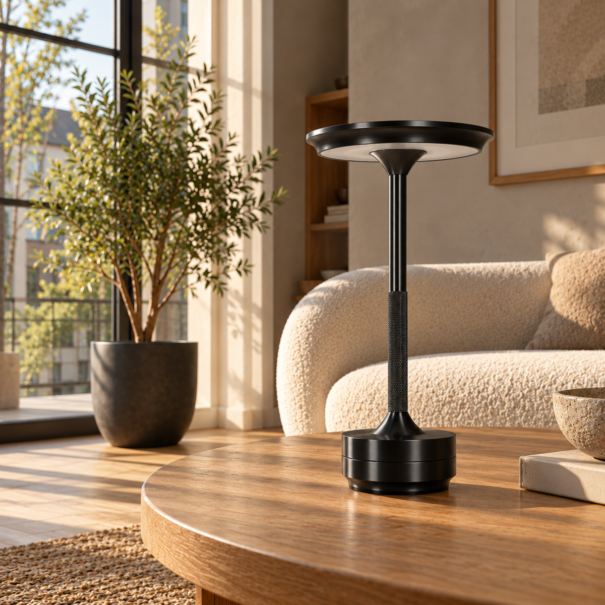 Moderne Kabellose Wiederaufladbare LED Tischlampe aus Aluminium