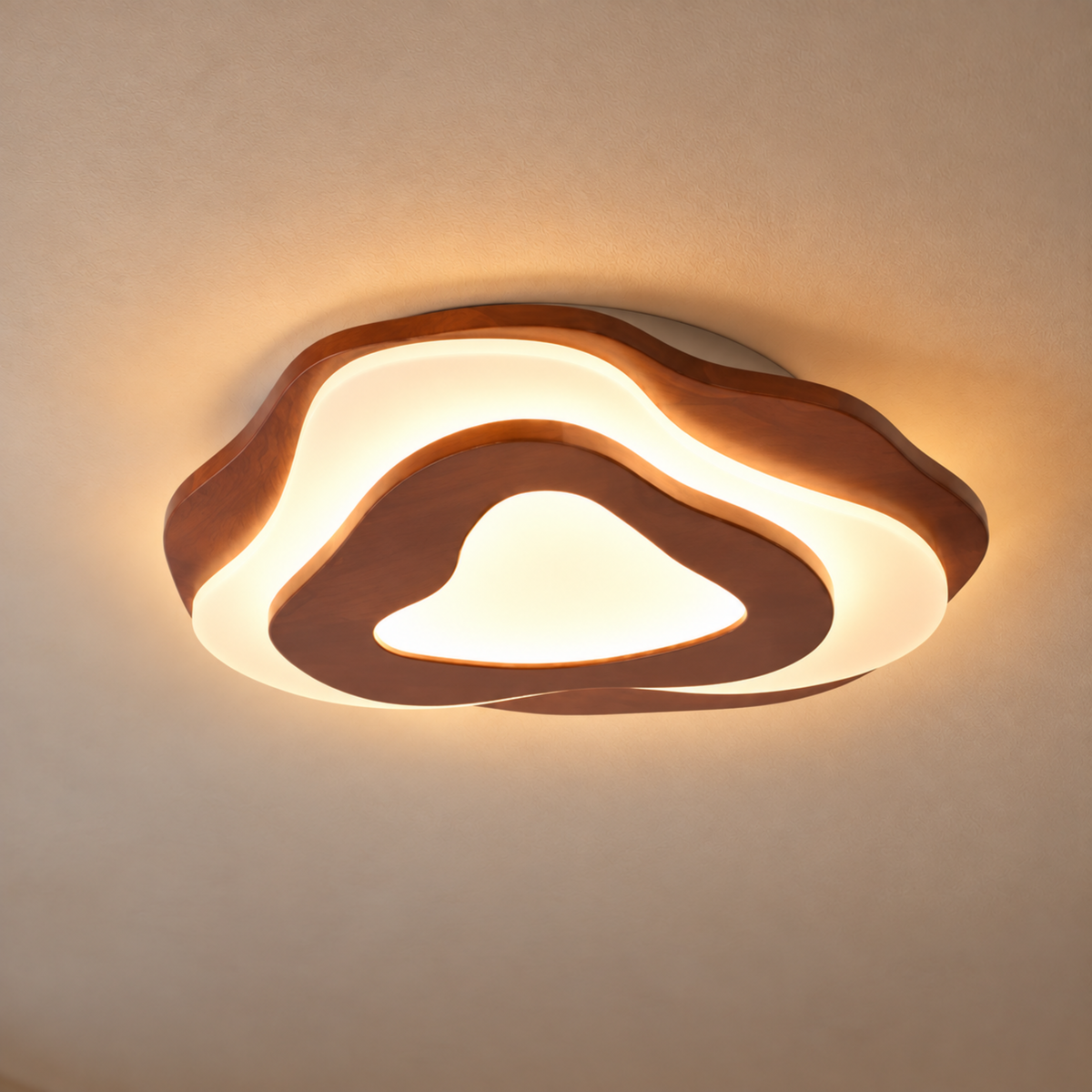Skandinavische Massivholz LED Deckenleuchte