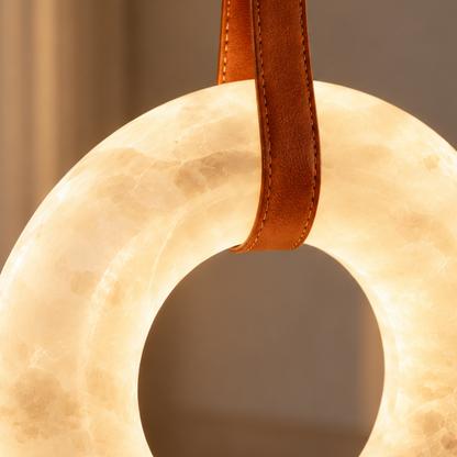 Moderne Minimalistische LED Ringpendelleuchte in Marmoroptik