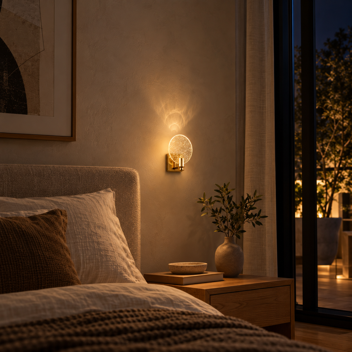 Goldene Kristall Glas Edelstahl LED Wandleuchte