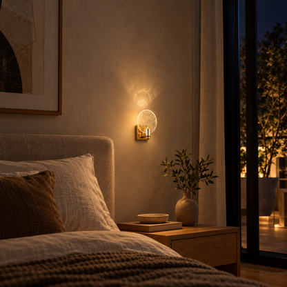 Goldene Kristall Glas Edelstahl LED Wandleuchte