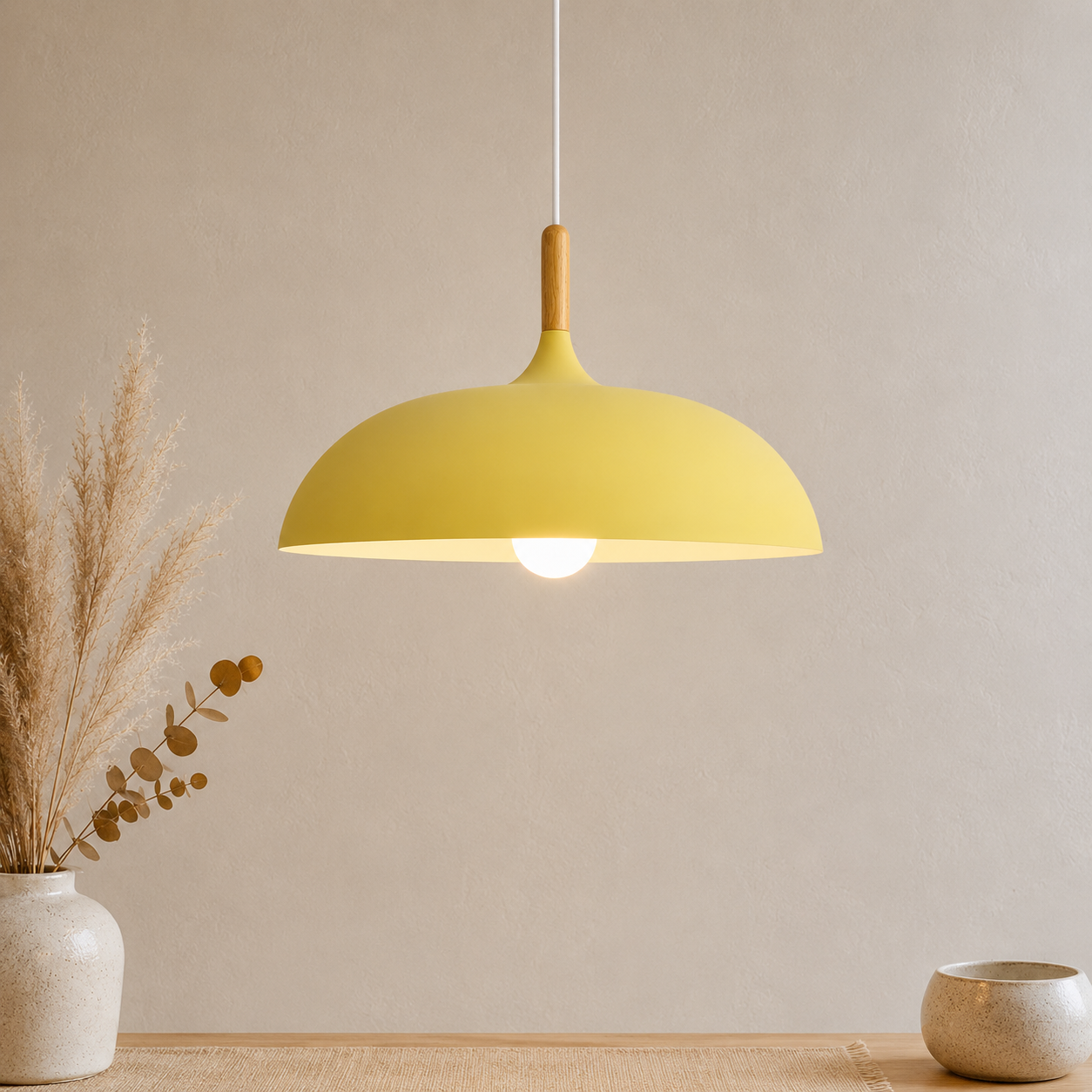 Minimalistische Holz Aluminium Pendelleuchte
