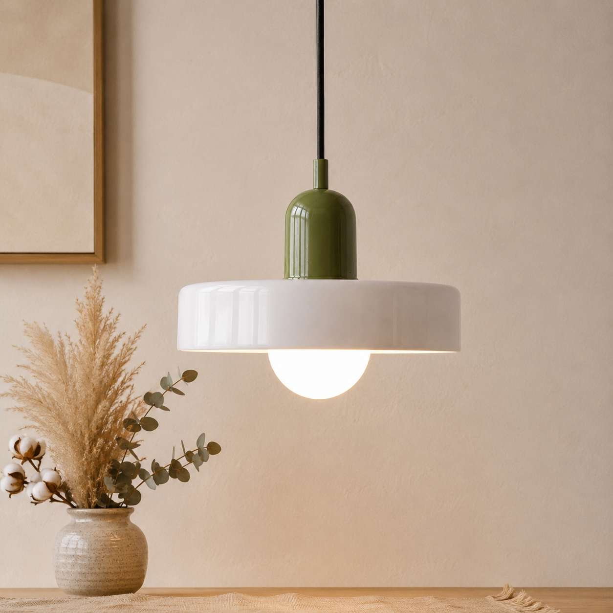 Bauhaus Farbglas Pendelleuchte