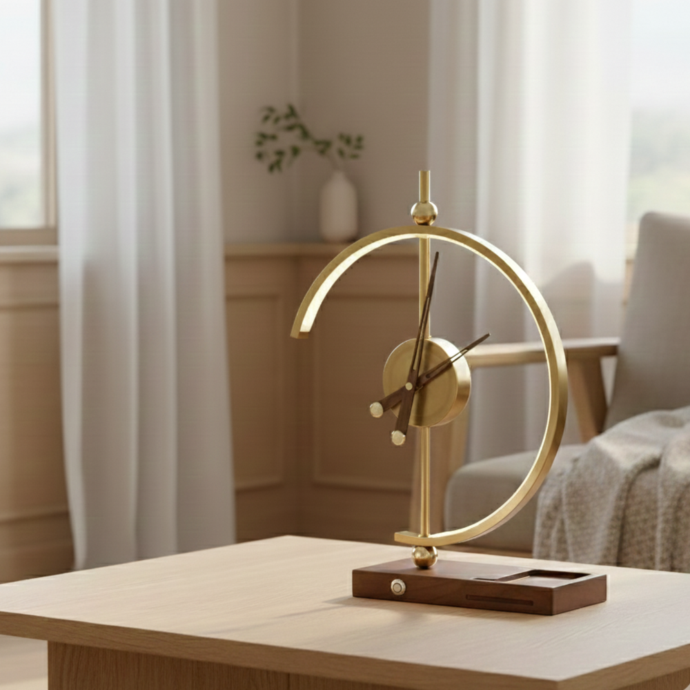 Moderne Tischlampe im Uhrendesign