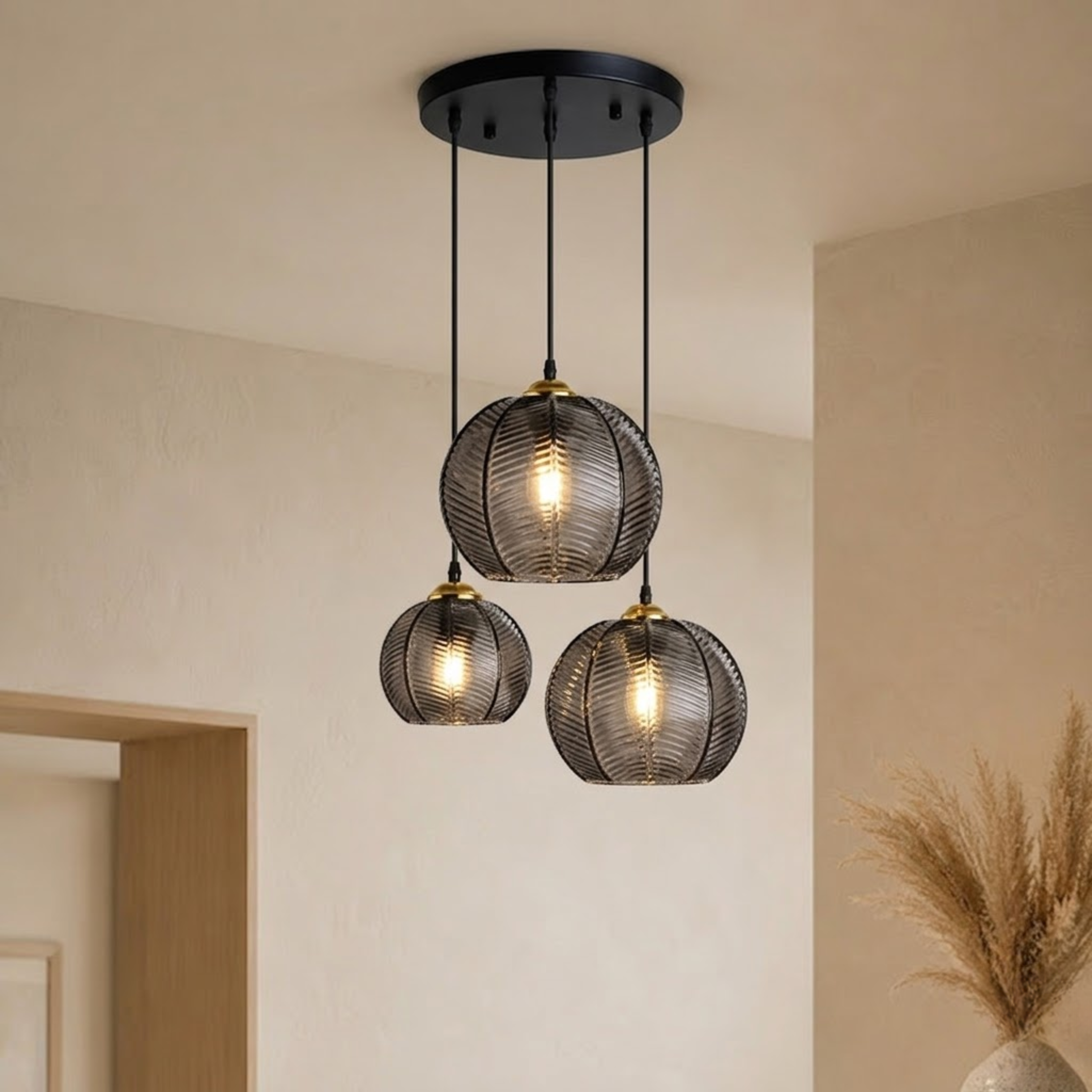 Moderne Gestreifte Glas Hängelampe