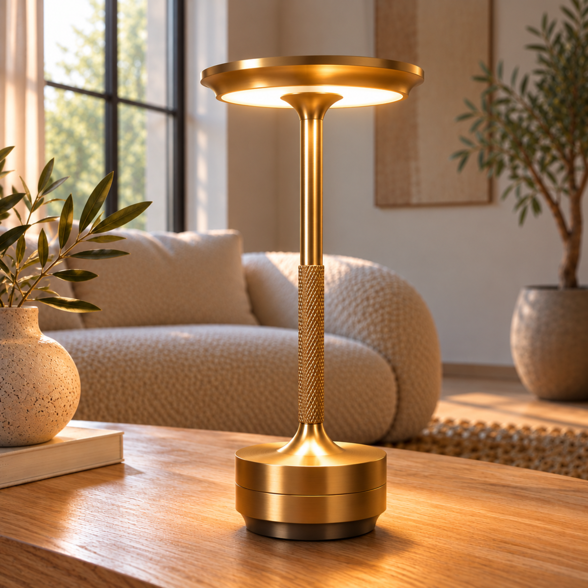 Moderne Kabellose Wiederaufladbare LED Tischlampe aus Aluminium