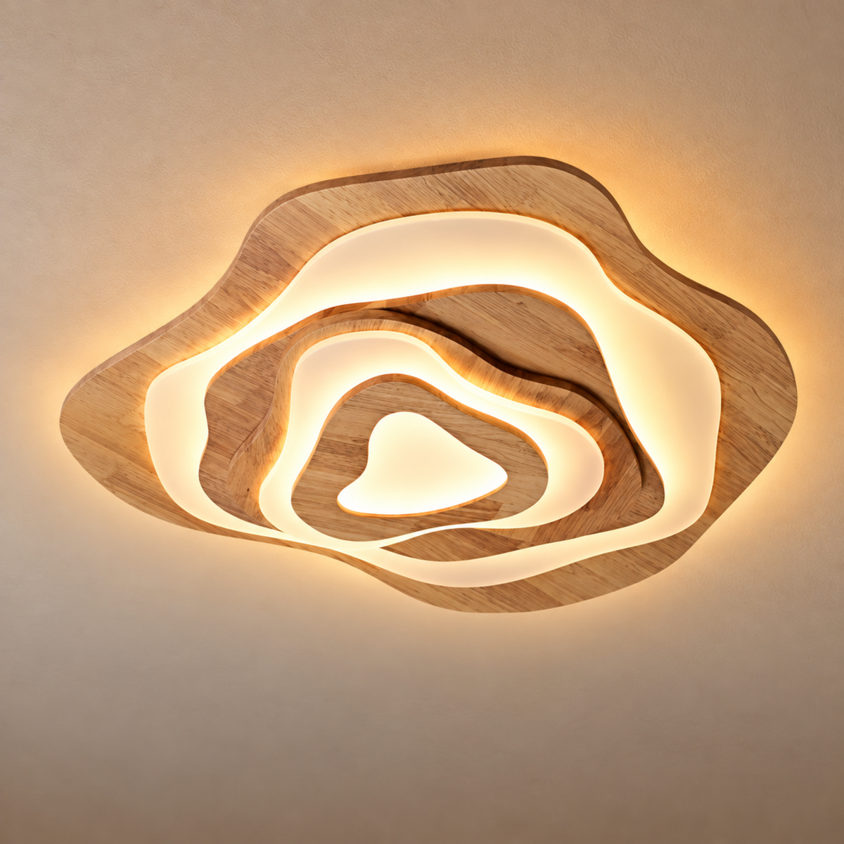 Skandinavische Massivholz LED Deckenleuchte