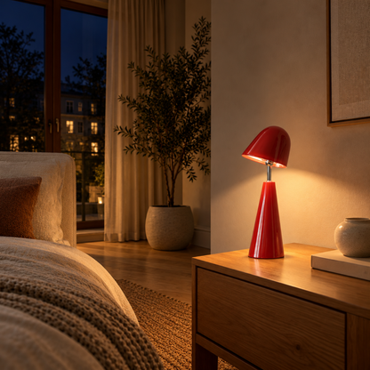 Moderne Kabellose Tischlampe mit Kegelschirm
