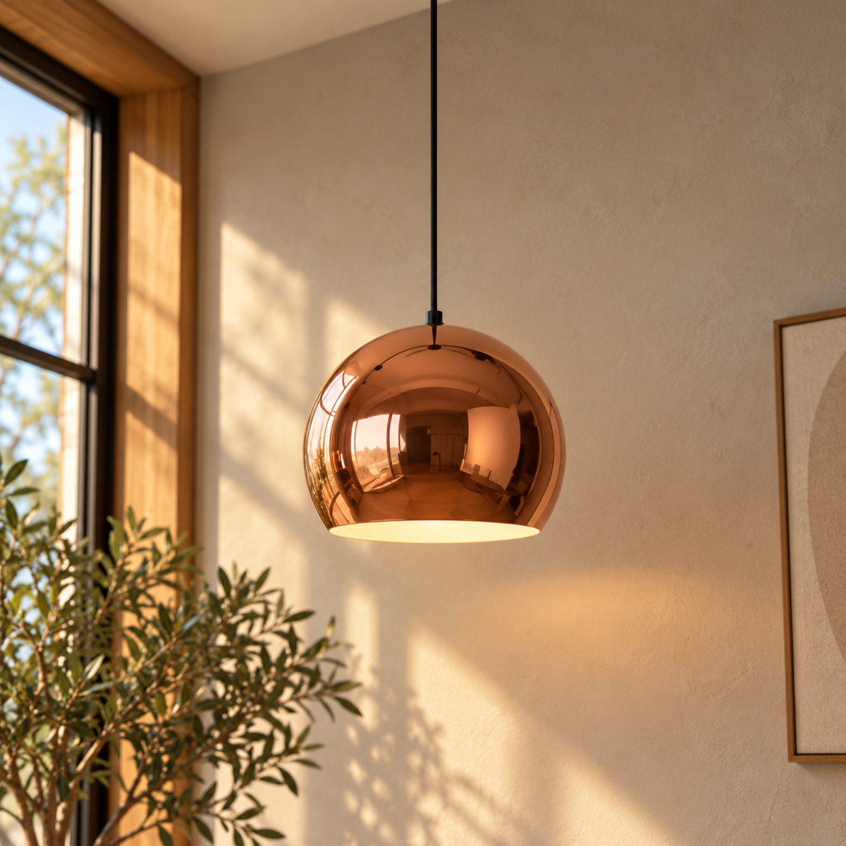 Vintage Pendelleuchte in Roségold im Industrial-Stil