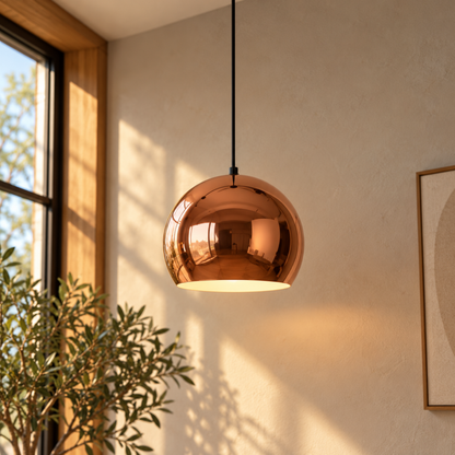 Vintage Pendelleuchte in Roségold im Industrial-Stil
