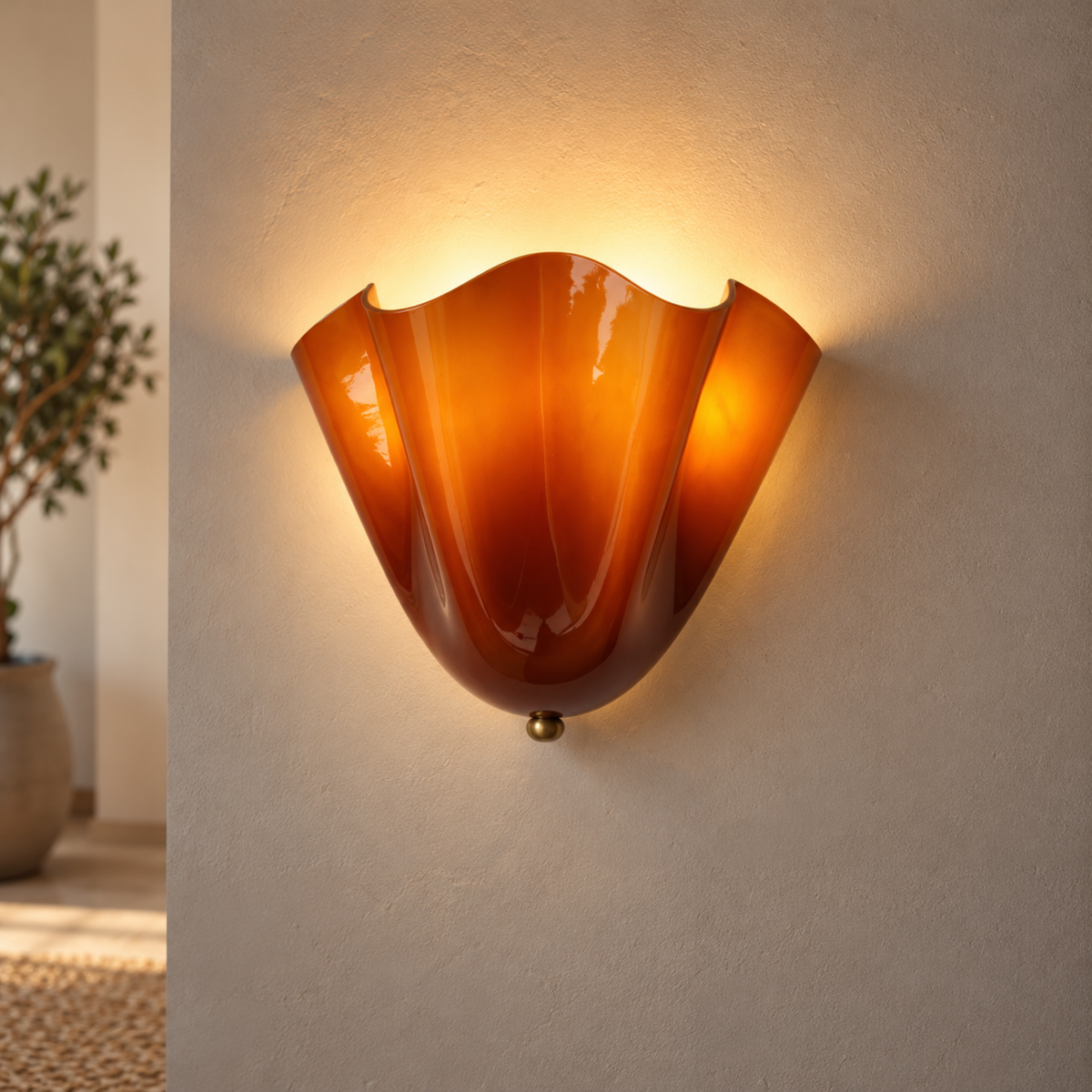 Klassische Glas Wandleuchte mit Blütenblattschirm