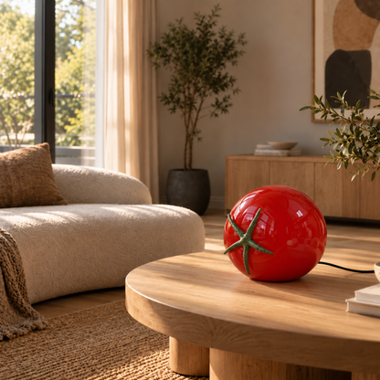 Moderne Tomaten Glas Tischlampe